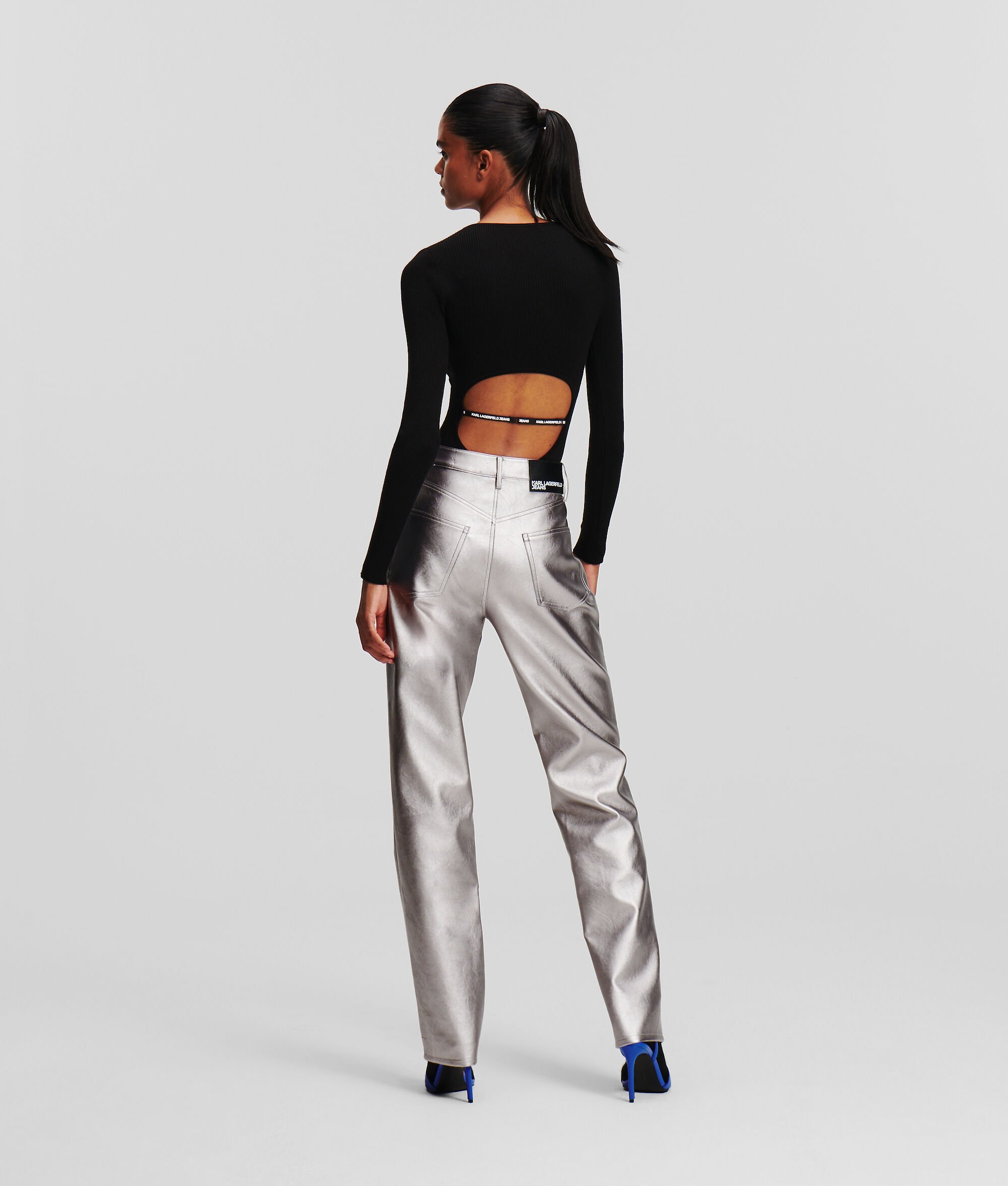 (image for) Top-Notch KLJ METALLIC FAUX-LEATHER TROUSERS